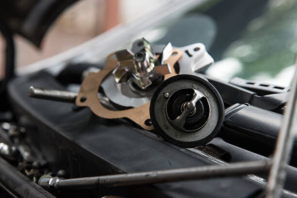 Image of a thermostat and its housing being installed.